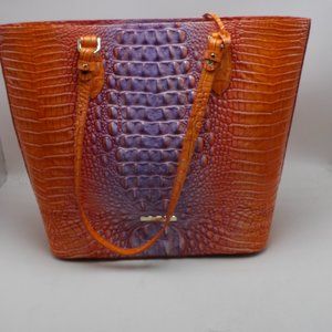 Brahmin Ellen Daiquiri Ombre Melbourne Orange/Purple Large Leather Tote New